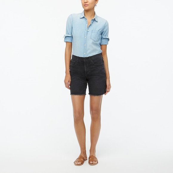 J. Crew NWT Black Long Denim Shorts size 28 - Picture 2 of 12